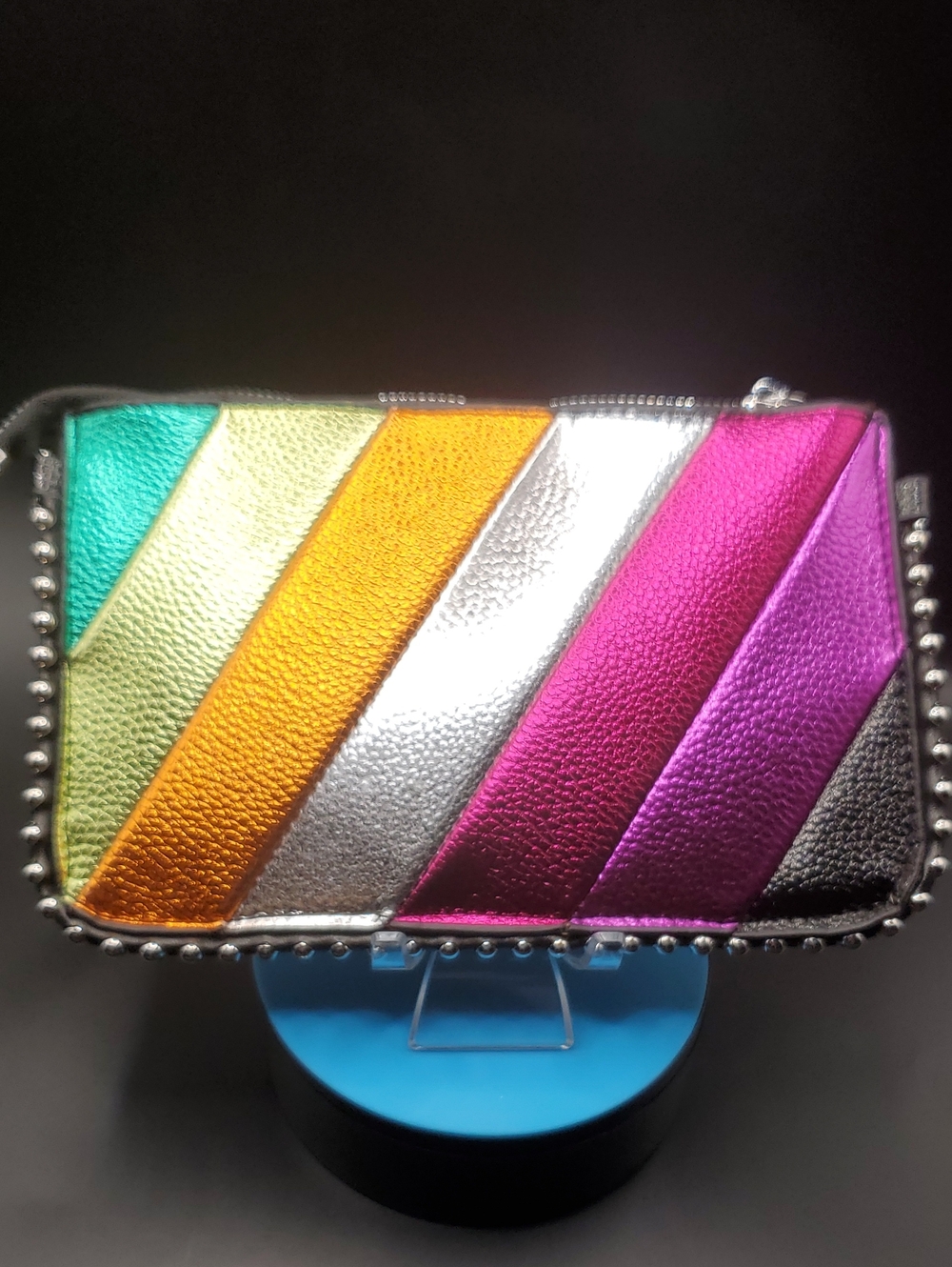 Metallic Rainbow Stripe Wallet Clutch - Multicolor
